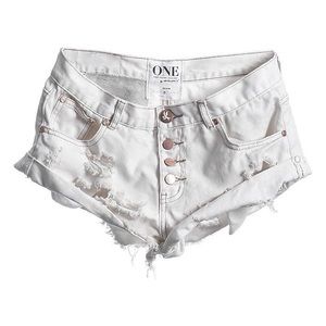 One Teaspoon distressed white shorts 24